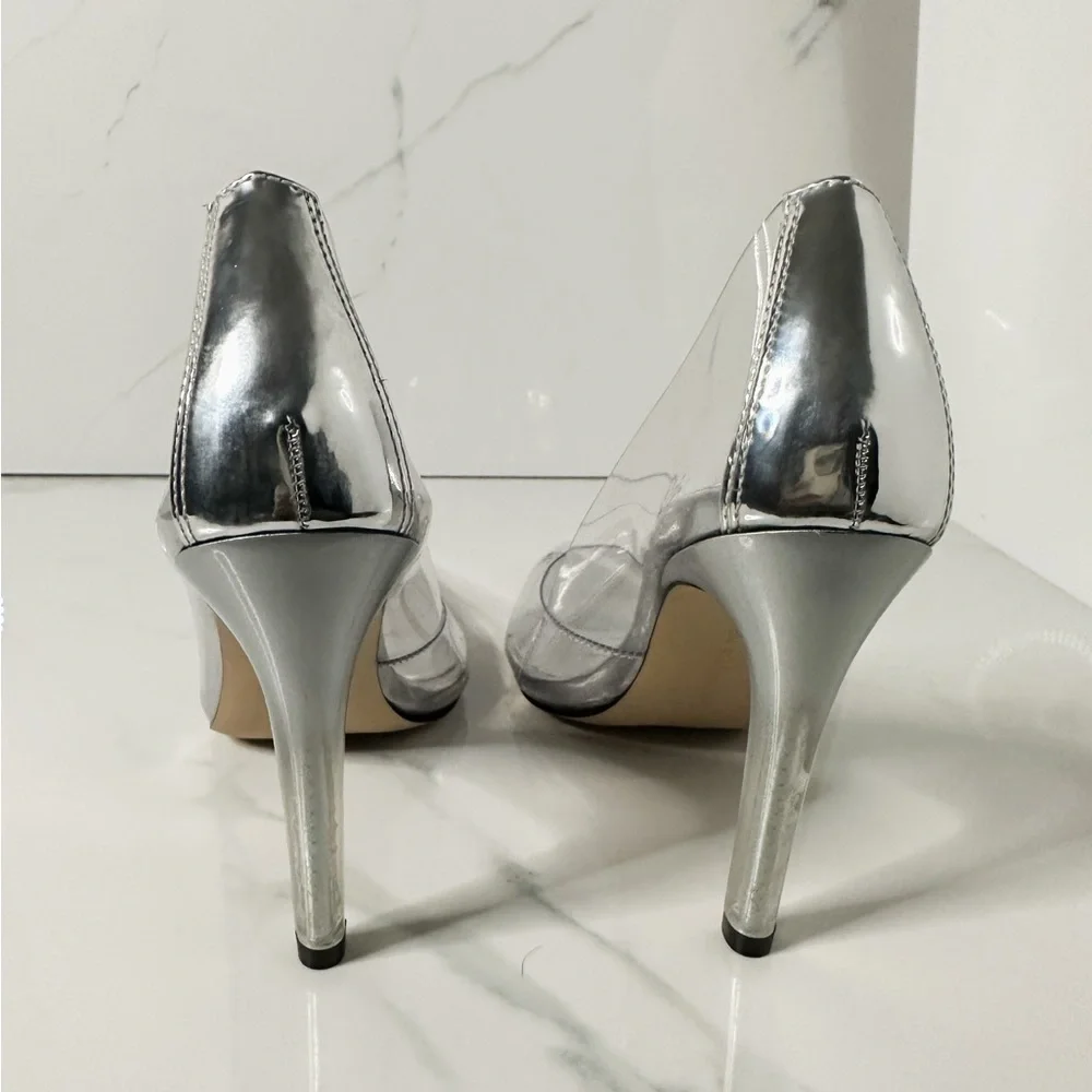 Good American Clear PVC Pointed Toe Kitten Heels - Picture 5 of 6